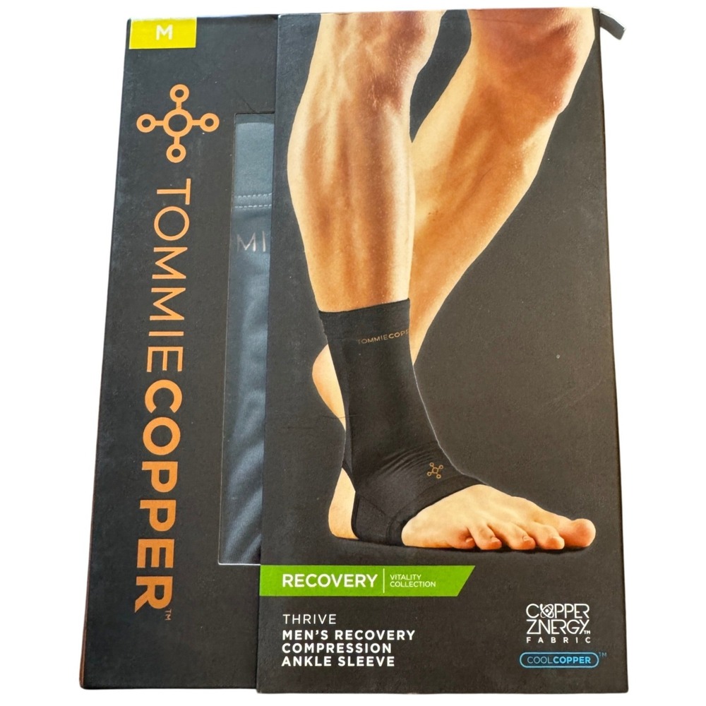 Tommie Copper Mens Ankle Sleeve M Slate Grey Recovery Compression Athletic Tech